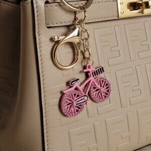 Rhinestone Accent Pink Bicycle Charm